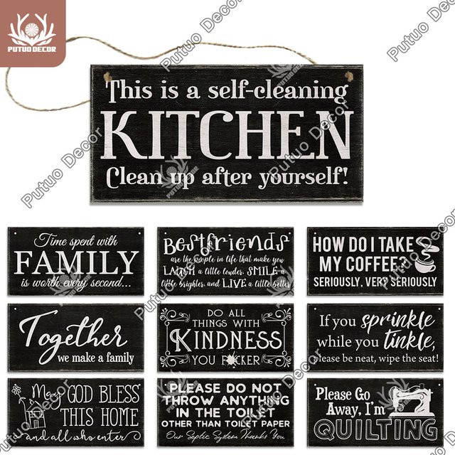 Putuo Dekor Holztafel als hängendes Schild für dein Zuhause, Wandbehang aus Holz für Küche, Bad oder Cafe - Bild 1
