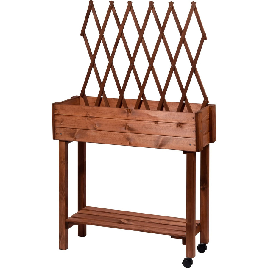 Dobar Rollbares Tischbeet mit Rankhilfe aus Fichtenholz in Braun, B/T/H: 130 x 79 x 28,5 cm - Bild 2