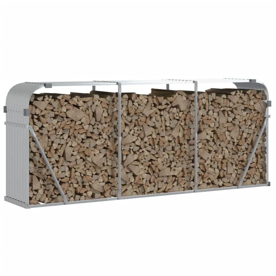 vidaXL Kaminholzunterstand aus verzinktem Stahl in Silber, B/T/H: 234 x 45 x 100 cm - Bild 2