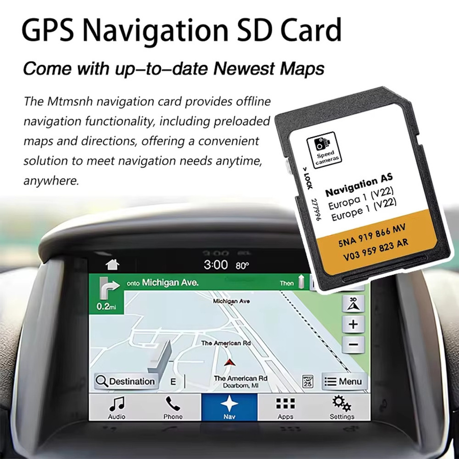 AOLAISTAR GPS-Karte für VW Discover Media Navigation AS V22, Europa Version 2025, SD-Karte 32GB, Schwarz - Bild 4