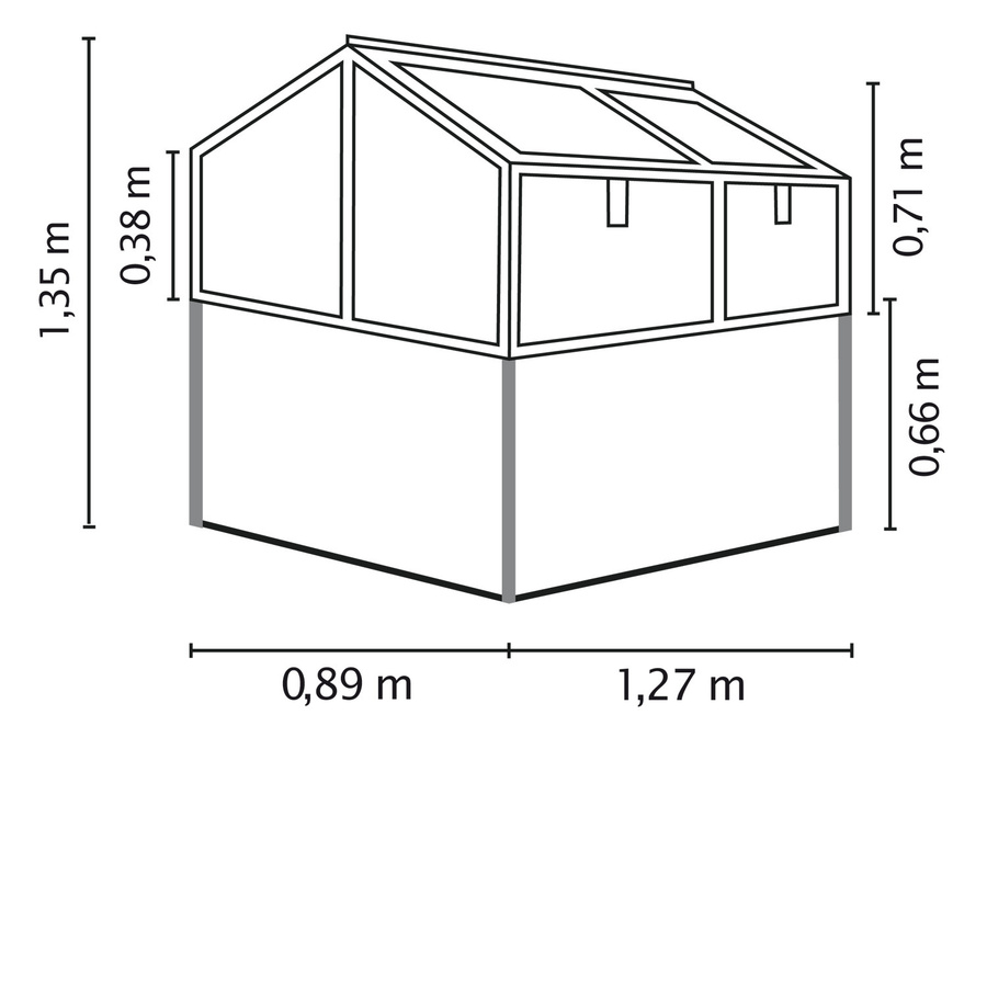 Vitavia Hochfrühbeet Gamma mit Unterbau, Schwarz, B: 89 cm, T: 127 cm, H: 135 cm - Bild 4