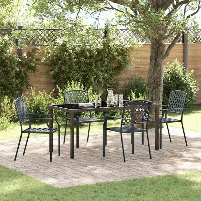 Moderne Garten Essgruppe aus Stahl mit 5 Teilen in Anthrazit von Vidaxl - Bild 1