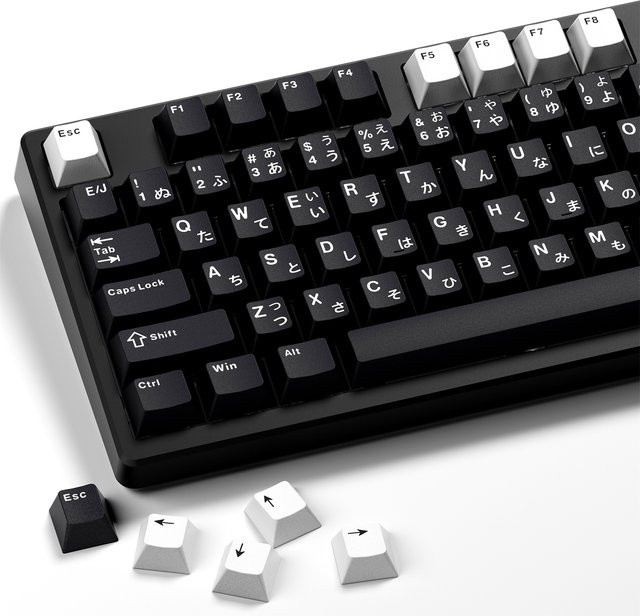 XVX Tastenkappen im Kirschprofil aus PBT in Schwarz und Weiß mit Frontbeschriftung für mechanische Tastaturen und Magnetschalter - Bild 1
