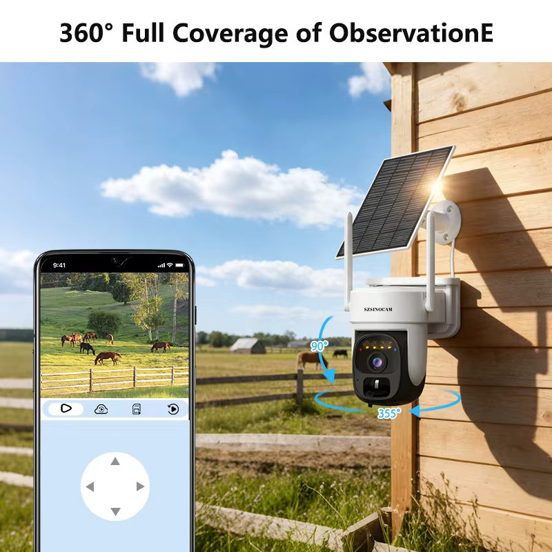 SZSINOCAM 3MP 4G Solar WLAN-Sicherheitskamera mit Akku, PTZ CCTV-Kamera mit Zwei-Wege-Audio und Solarpanel, Farbe: Weiß - Bild 6
