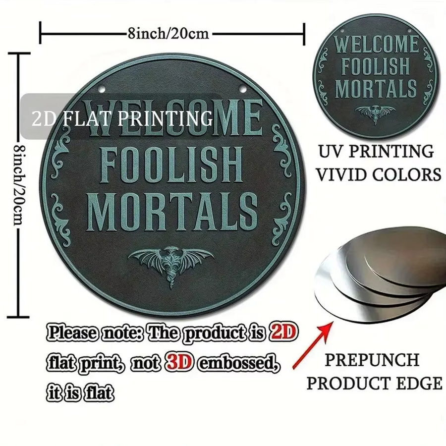 CIFBUY Vintage Haunted Mansion Metallschild, Schwarz, Durchmesser: 20,32 cm - Bild 3