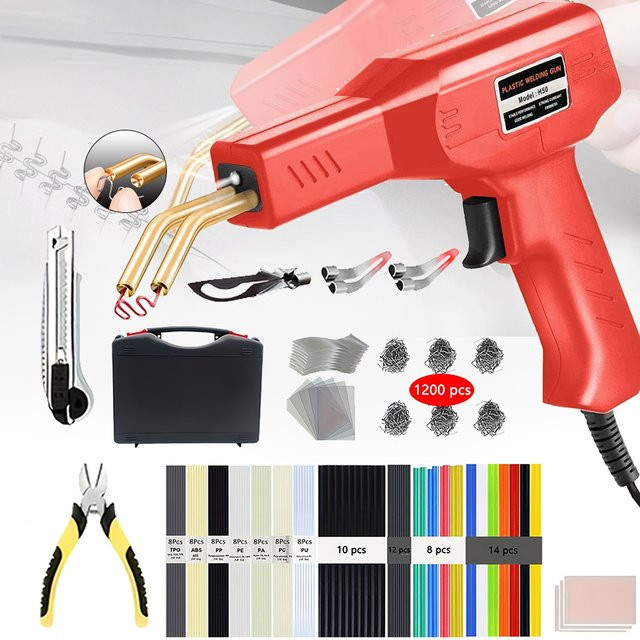 Besper Kunststoff Schweißer Kit Rot mit 220 W/50 W Heißklammern zur Stoßstangen Reparatur und Kunststoff Reparatur Werkzeug Set - Bild 1