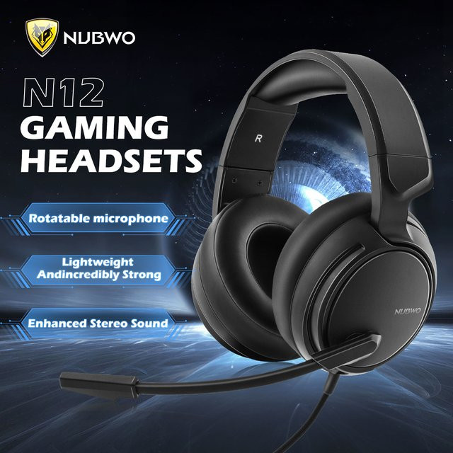 NUBWO N12 Gaming-Headset in Schwarz mit 3,5 mm Klinkenanschluss und flexiblem Mikrofon für Xbox One und PlayStation 4/PS3 - Bild 1