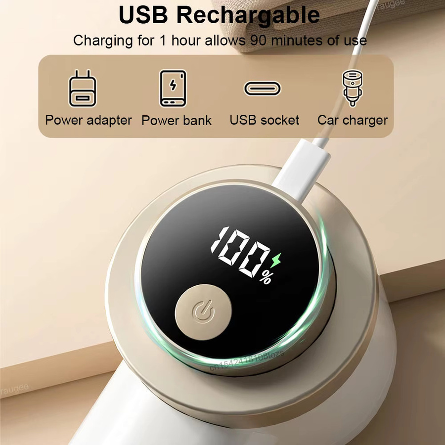 Bcomfy Elektrischer Fusselrasierer in Weiß mit Digital Display und austauschbaren Klingen, USB aufladbar - Bild 4