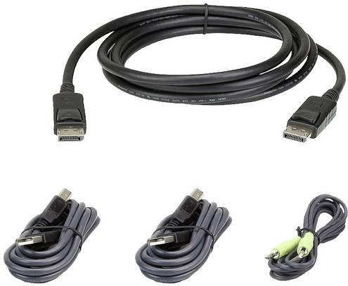 ATEN KVM Anschlusskabel mit DisplayPort, USB-A und 3,5 mm Klinke, Schwarz, Länge: 1,80 m - Bild 1