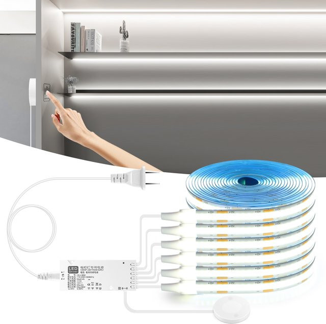 Rybakov COB-LED-Schrankleuchte in Weiß mit Touch-Steuerung und Dimmfunktion für Vitrine und Wandbeleuchtung - Bild 1