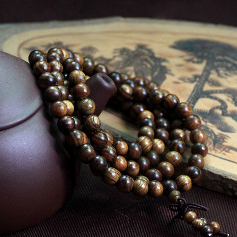 Found Comfort Mala-Halskette Armband, schwarzes Rosenholz, Unisex - Bild 6