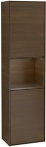 V&B Hochschrank Finion Wandbeleuchtung mit Glasfächern und LED-Beleuchtung, Farbe Walnuss, B: 41,8 cm, H: 151,6 cm - Bild 1