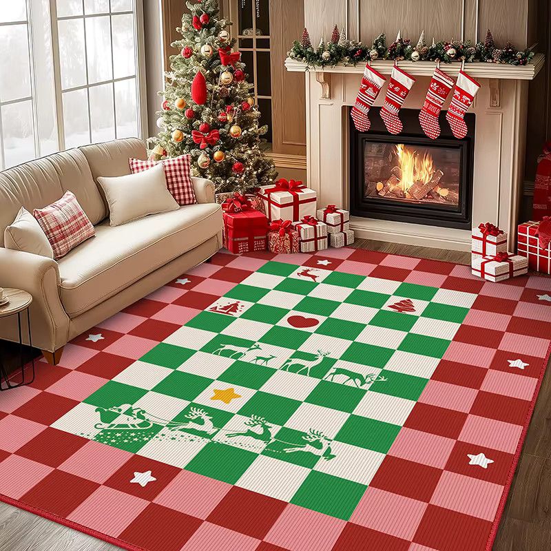 VIKAMA Weihnachts-Winterwärme-Teppich im amerikanischen Stil für Schlafzimmer und Wohnzimmer, Multicolor - Bild 1