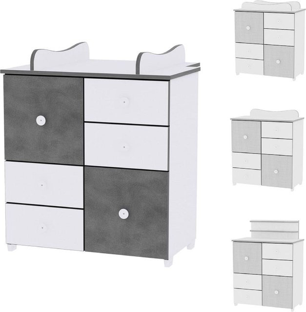 Lorelli Kommode Cupboard mit 4 Schubladen und 2 Türen inklusive Regalboden in Weiß und Dunkelgrau, B/T/H: 83 x 71 x 96 cm - Bild 1