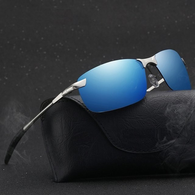WSZ Sonnenbrille, Halbrahmen, Metall, rechteckig, Herren, blau - Bild 1