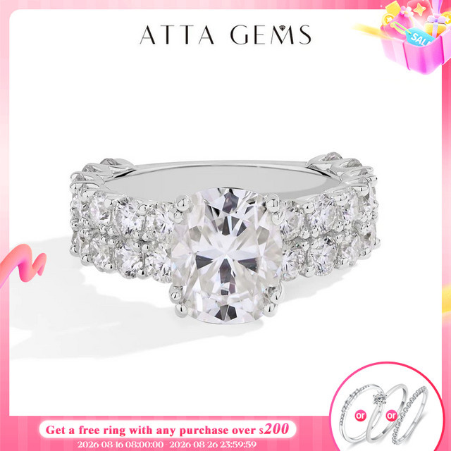 ATTAGEMS Ring, 925 Silber, Moissanite, Damen - Bild 1