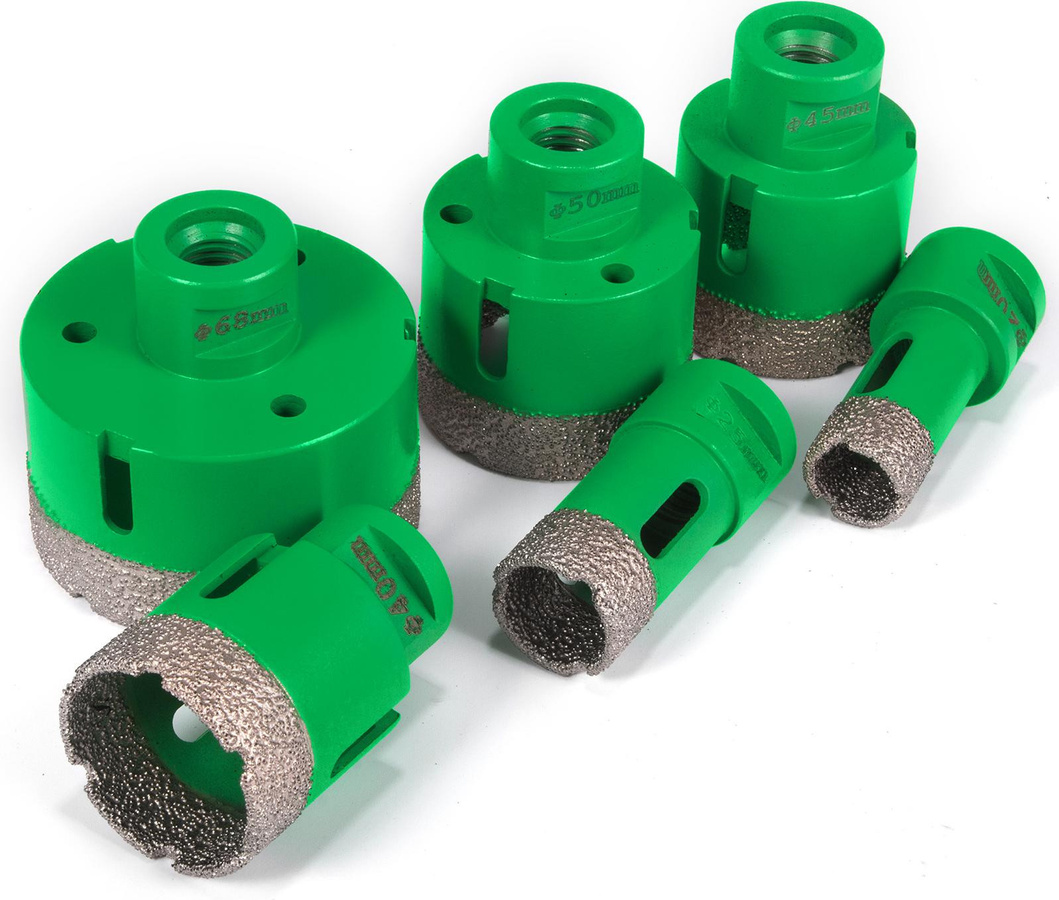 VEVOR Diamant Lochsäge Set mit 6 Bohrern und Werkzeugkasten für Fliesen und Granit, M14 Gewinde, Durchmesser: 20 mm, 25 mm, 40 mm, 50 mm, 68 mm und 60 mm Bohrerlänge - Bild 1
