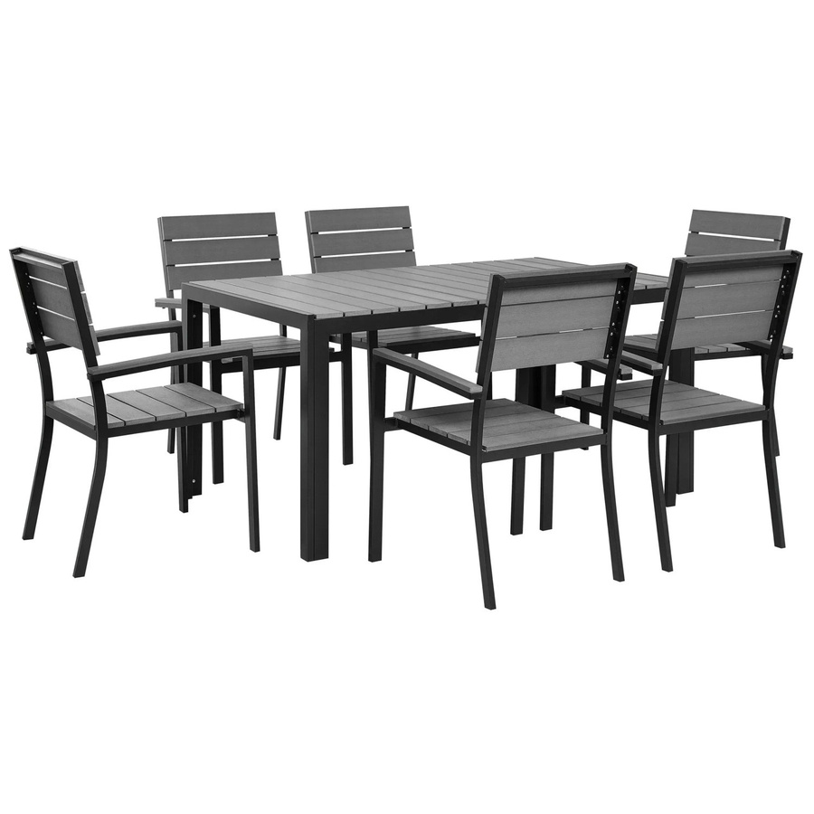 Beliani Gartentisch Set COMO in Grau und Schwarz aus Aluminium und Holz, B/T/H: 150 x 90 x 90 cm - Bild 2