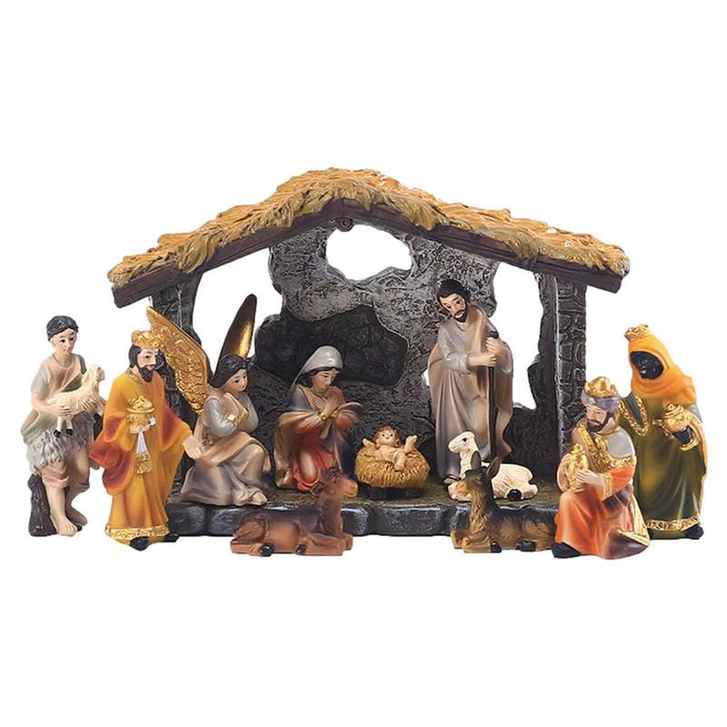12-teiliges Weihnachts-Krippenfiguren-Set aus Kunstharz in Mehrfarbig für deine Tischdekoration - Bild 5