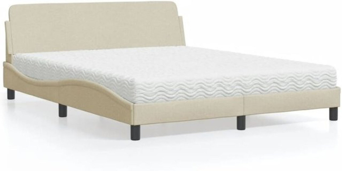 Polsterbett Dover mit Matratze von vidaxl in Creme, Modernes Stoffbett aus Polyester und Metall, B/T: 160 x 200 cm - Bild 1