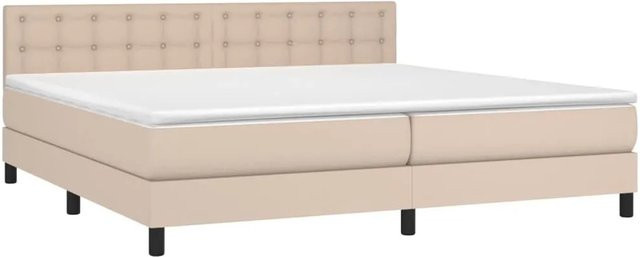 vidaXL Boxspringbett mit Matratze und LED-Unterbettbeleuchtung in Cappuccino-Braun, Hybrid-Bett mit USB-Ladeport und Taschenfederkern, B/T/H: 200 x 200 x 78 cm - Bild 1