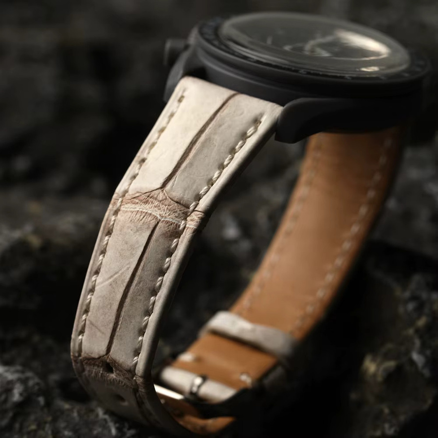 Raystray Armband, weißes Himalaya-Krokodilleder, Leder, Unisex - Bild 2
