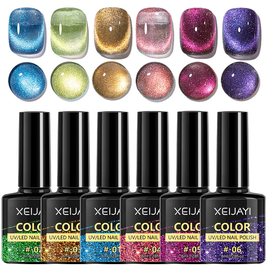 XEIJAYI Cat-Eye-Gel-Nagellack-Set 6 Colors Water Star, schimmernd - Bild 2