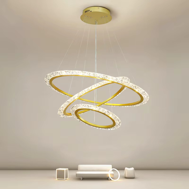 KAGU LED-Pendelleuchte in Weiß und Gold im modernen Luxus-Stil mit Ring-Design für Wohnzimmer, Esszimmer, Schlafzimmer oder Küche - Bild 1