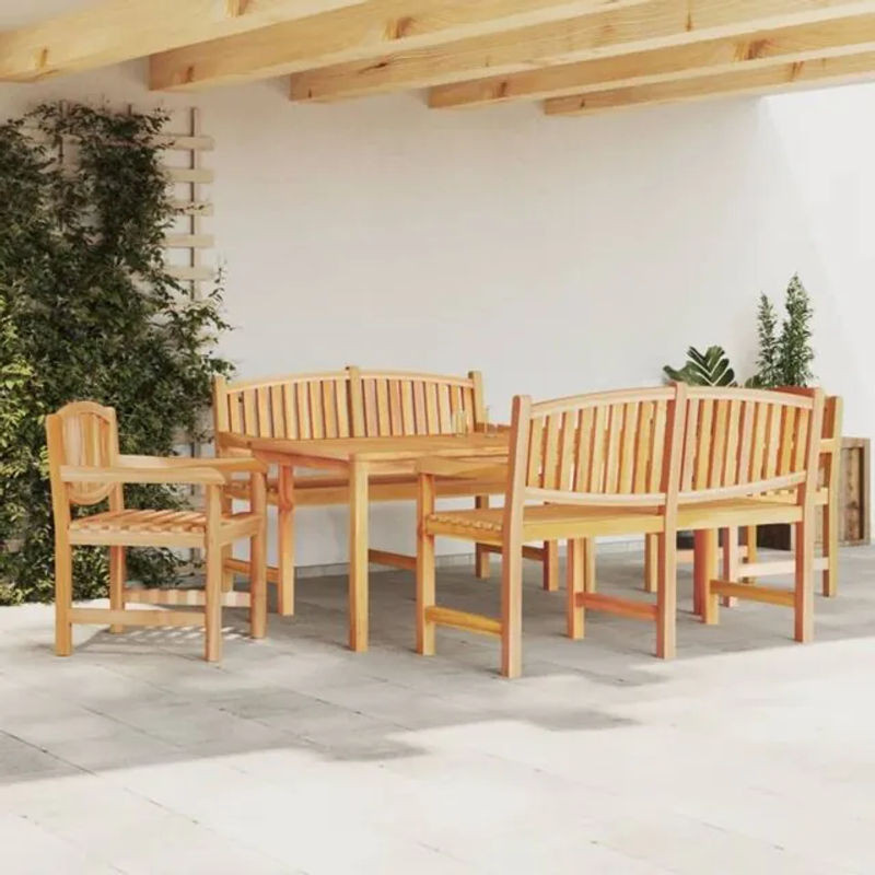 5-tlg. Garten-Essgruppe aus Massivholz Teak in Braun von vidaxl im rustikalen Design - Bild 1