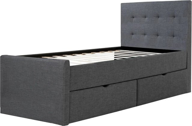 Homestyle4u Polsterbett mit Schubladen in Grau mit gestepptem Muster B/T/H: 90 x 200 cm - Bild 1