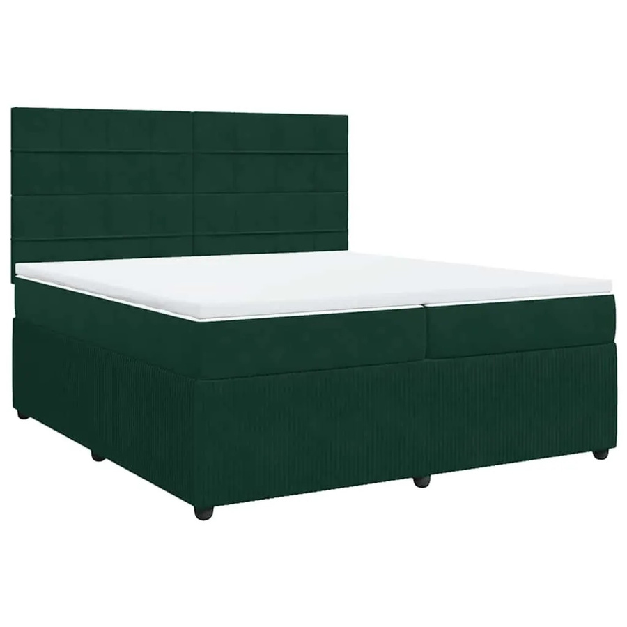 vidaXL Boxspringbett mit Matratze aus Samt in Dunkelgrün, B/T: 200 x 200 cm - Bild 2