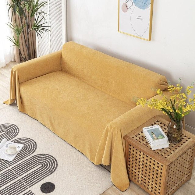 Wasserdichter Sofabezug Onlyly in Gelb, strapazierfähiger Jacquard-Stoff, B/B: 180 x 300 cm - Bild 1