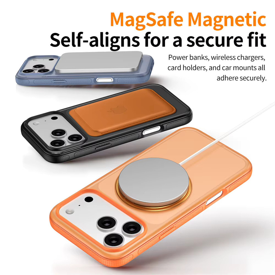 Xeber Magnetische Ring-Ständer-Hülle für iPhone 17 und iPhone 16 Pro Max, 360 Grad rotierend, MagSafe kompatibel, matt und stoßfest, transparent/blau - Bild 3