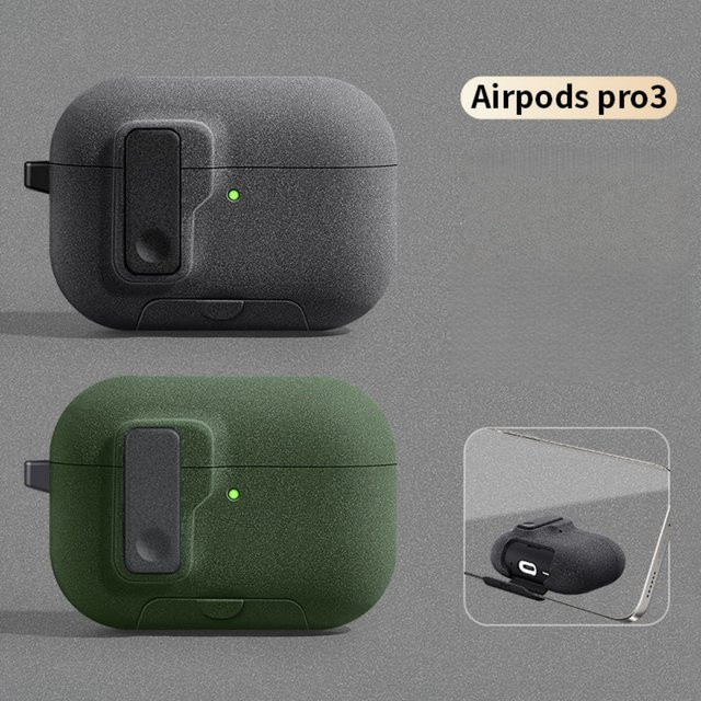 Stoßfeste Schutzhülle für Apple AirPods Pro 3 mit Telefonhalter-Design und Schlüsselanhänger in Lila - Bild 1