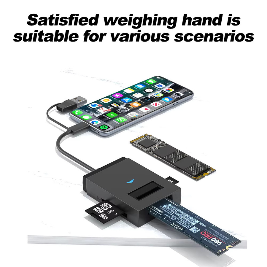 Kebidu M.2 NVMe NGFF SSD-Gehäuse mit 10Gbps USB-C Anschluss und SD-TF-Kartenleser, Schwarz - Bild 3