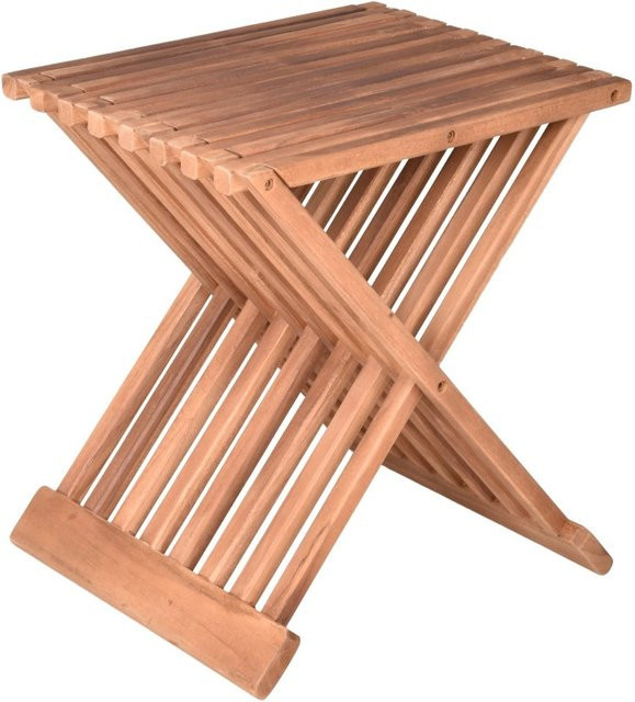 DELUKE Hocker HEINZ Beistelltisch und Sitzhocker aus Teakholz in Teakbraun B: 44 cm, T: 39 cm, H: 29 cm - Bild 1