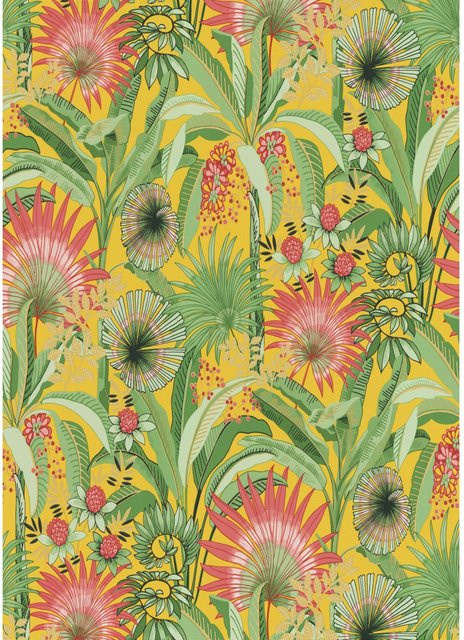 Erismann Vliestapete Martinique Flower Power in Gelb (10,05 m x 0,53 m) - Bild 1