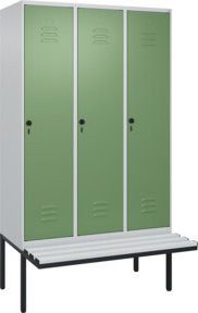 C+P Spind Classic PLUS Garderobenbank mit 3 Abteilen, Lichtgrau, B/T/H: 212 x 120 x 81,5 cm - Bild 1