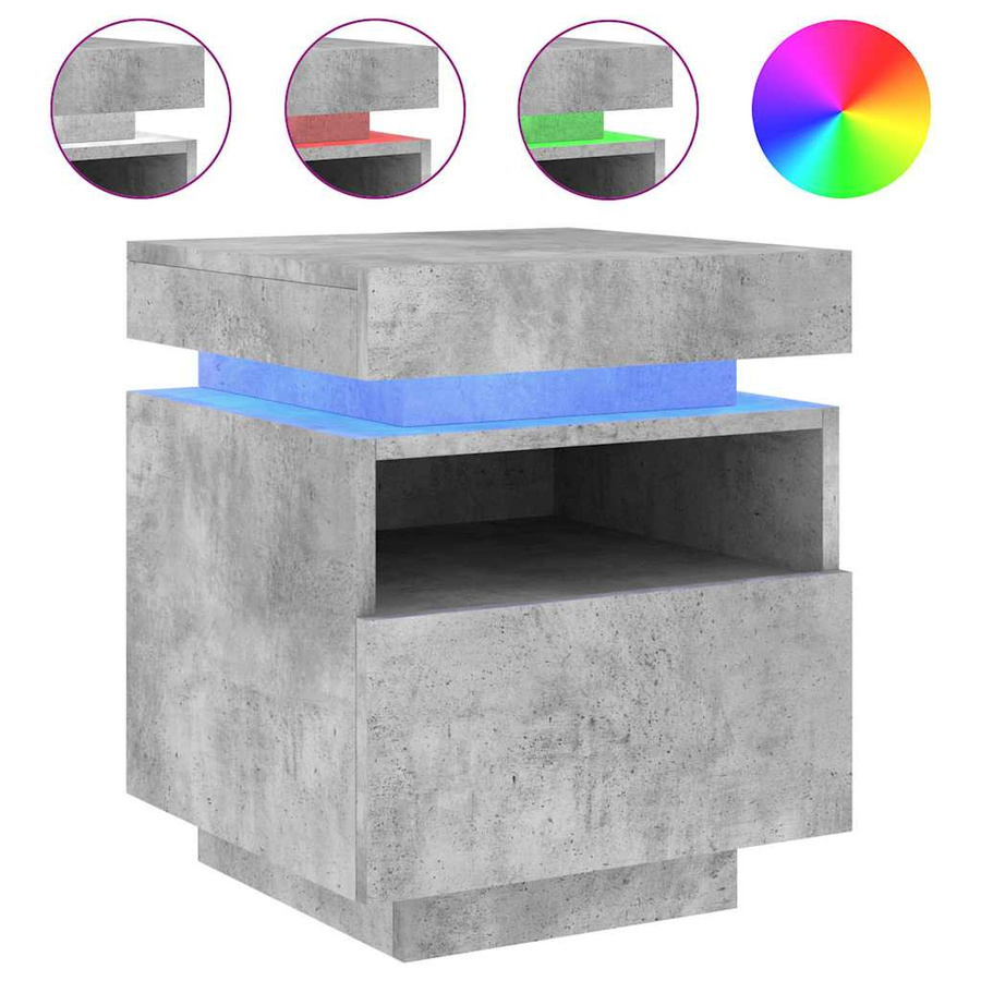vidaXL Nachttisch mit integrierter LED-Beleuchtung in Grau, B/T/H: 40 x 39 x 48,5 cm - Bild 3