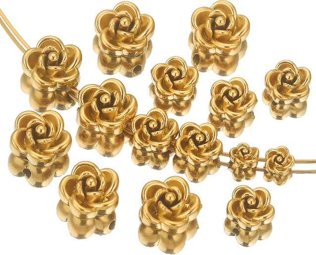 Alisaya Charms Spacer Perlen, Edelstahl, Roségold, Blume, Unisex - Bild 1