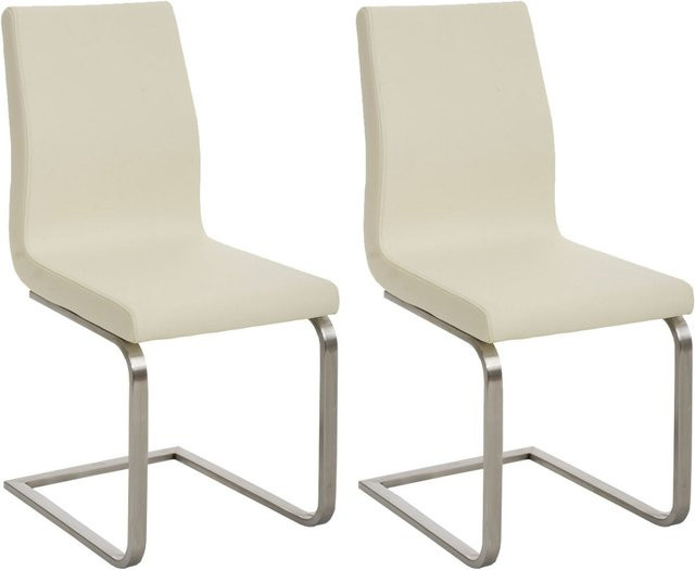 CLP 2er Set Esszimmerstühle Belfort als moderne Freischwinger mit Kunstlederbezug und Edelstahlgestell - Bild 1