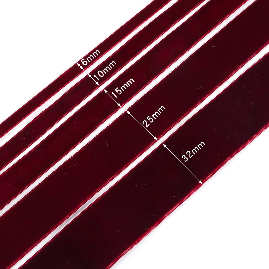 Samtbänder für DIY-Dekoration und Geschenkverpackungen in Schwarz und Weinrot, verschiedene Breiten von 6 mm bis 38 mm - Bild 2