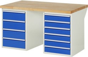 Rau Werkbank 7821A3 in Blau mit 10 Schubladen, B: 150 cm, T: 90 cm, H: 84 cm - Bild 1