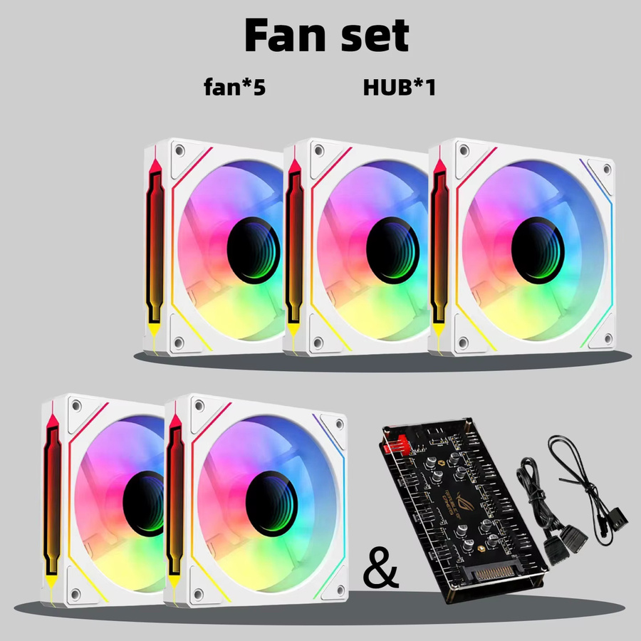 CX FUTRUE Set mit 5 Lüftern 12 cm und Dual 8-Pin Anschluss-Hub, ARGB Lichtsynchronisation und PWM, Weiß - Bild 4
