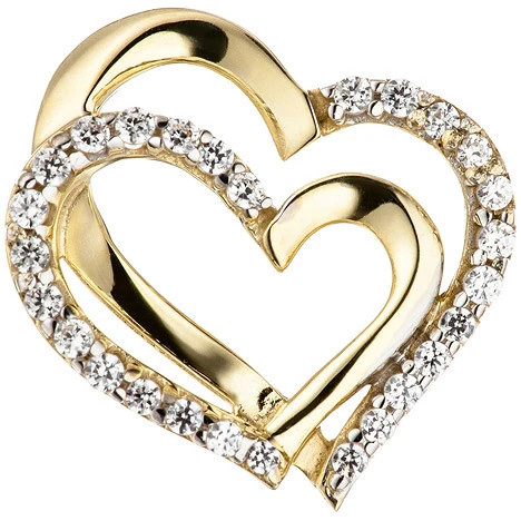 Colfem Anhänger Herzen, 333 Gelbgold, bicolor, Zirkonia, Unisex - Bild 1