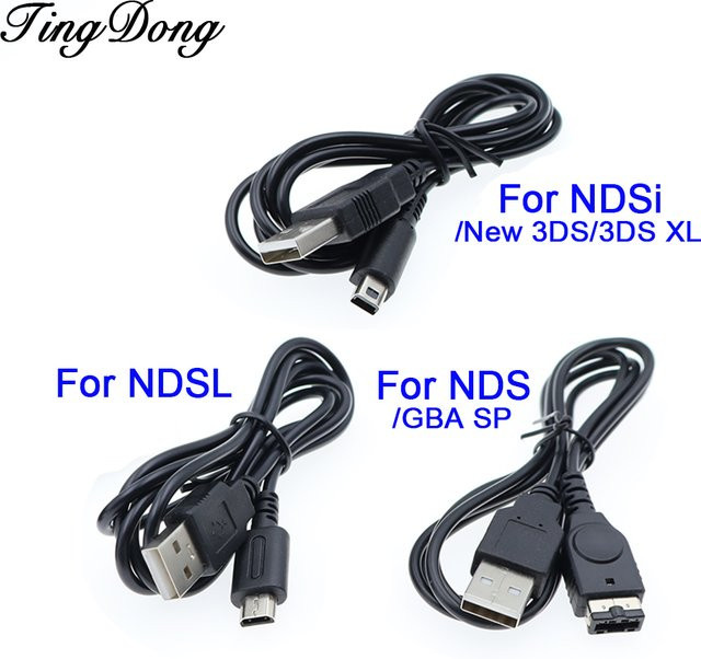 TingDong USB-Datenkabel und Ladekabel in Schwarz für Nintendo NDS, NDSi, New 3DS, 3DS XL/LL und NDS GBA SP - Bild 1