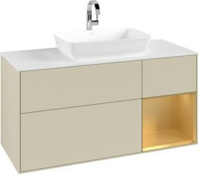 V&B Waschtischunterschrank Finion in Silbergrau lackiert mit goldenen Griffen, Breite: 120 cm, Tiefe: 50,1 cm, Höhe: 50,1 cm - Bild 1