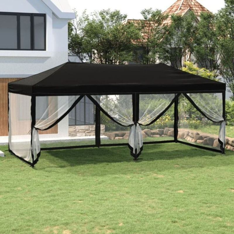 Vidaxl Partyzelt faltbar mit Seitenwänden Schwarz B/T/H: 6 x 3 x 2,5 m - Bild 1