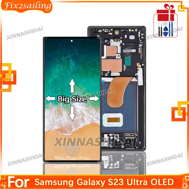 Samsung Galaxy S23 Ultra OLED Display mit Touchscreen Digitizer für Reparaturzwecke in Schwarz oder Weiß - Bild 1