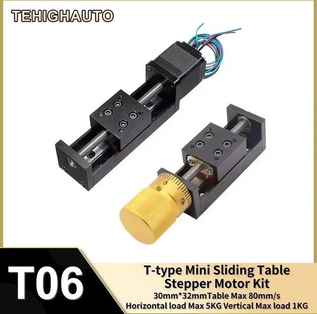 TEHIGHAUTO T-Typ CNC XYZ Achse Linearantrieb Mini Schiebetisch mit NEMA11 Motor und Linearführungsschiene als manuelle Gleitbühne - Bild 1